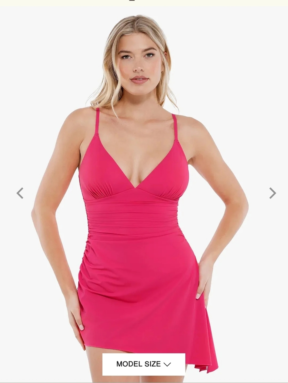 Popilush Shapewear Ruched Convertible Dress One-Piece Swimsuit Pink XL NWT